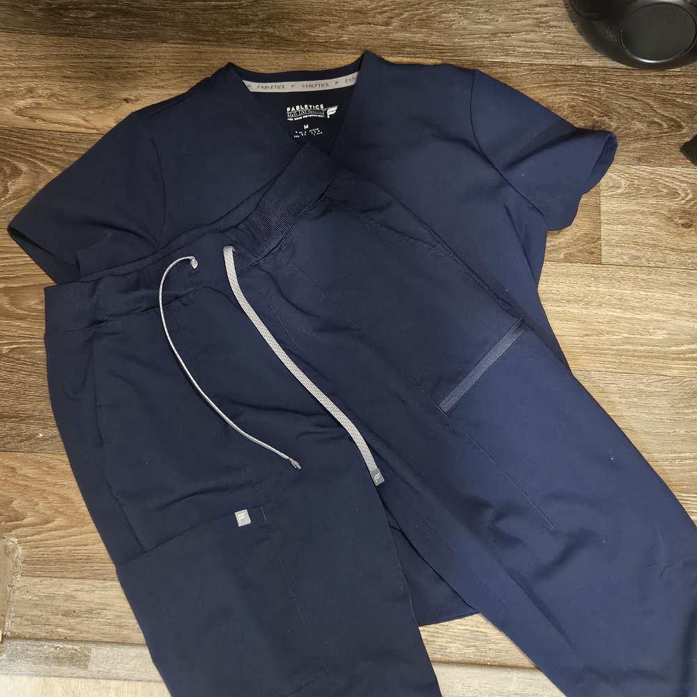Fabletics Navy Blue Scrub Set